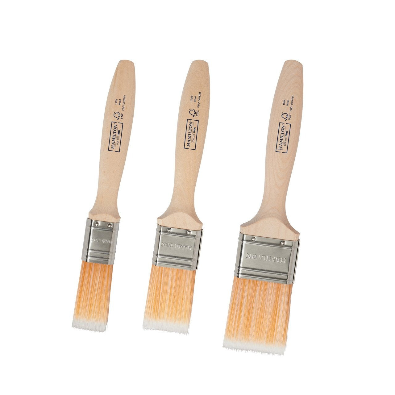 Hamilton Fine Tip Flat Paint Brushes - 3 Pack