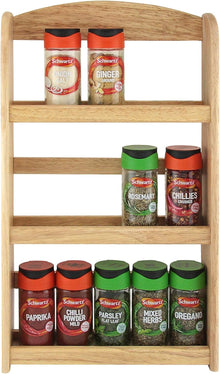 Apollo 3 Tier Spice Rack Holds 15 Jars - Natural Hevea Wood (Rubberwood)