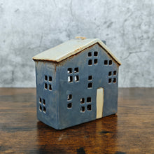 Village Pottery Large Town House Grey Tealight Holder