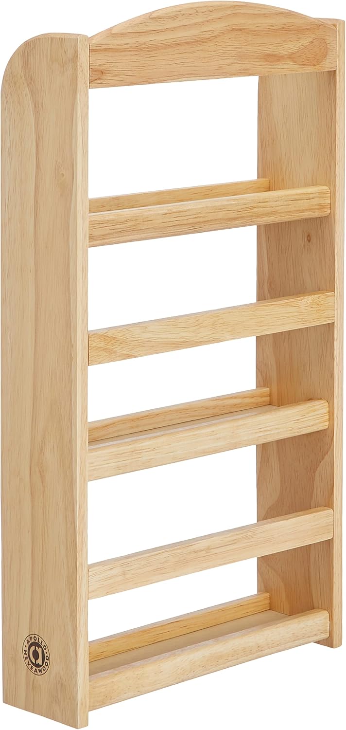 Apollo 3 Tier Spice Rack Holds 15 Jars - Natural Hevea Wood (Rubberwood)