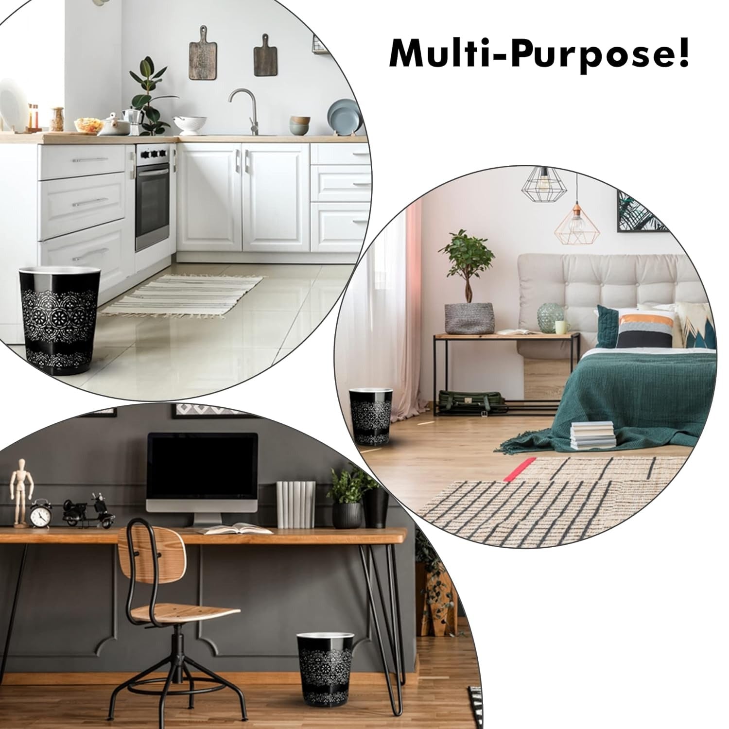 Blue Canyon Flora 9 Litre Plastic Waste Bin - Black