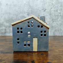 Village Pottery Large Town House Grey Tealight Holder