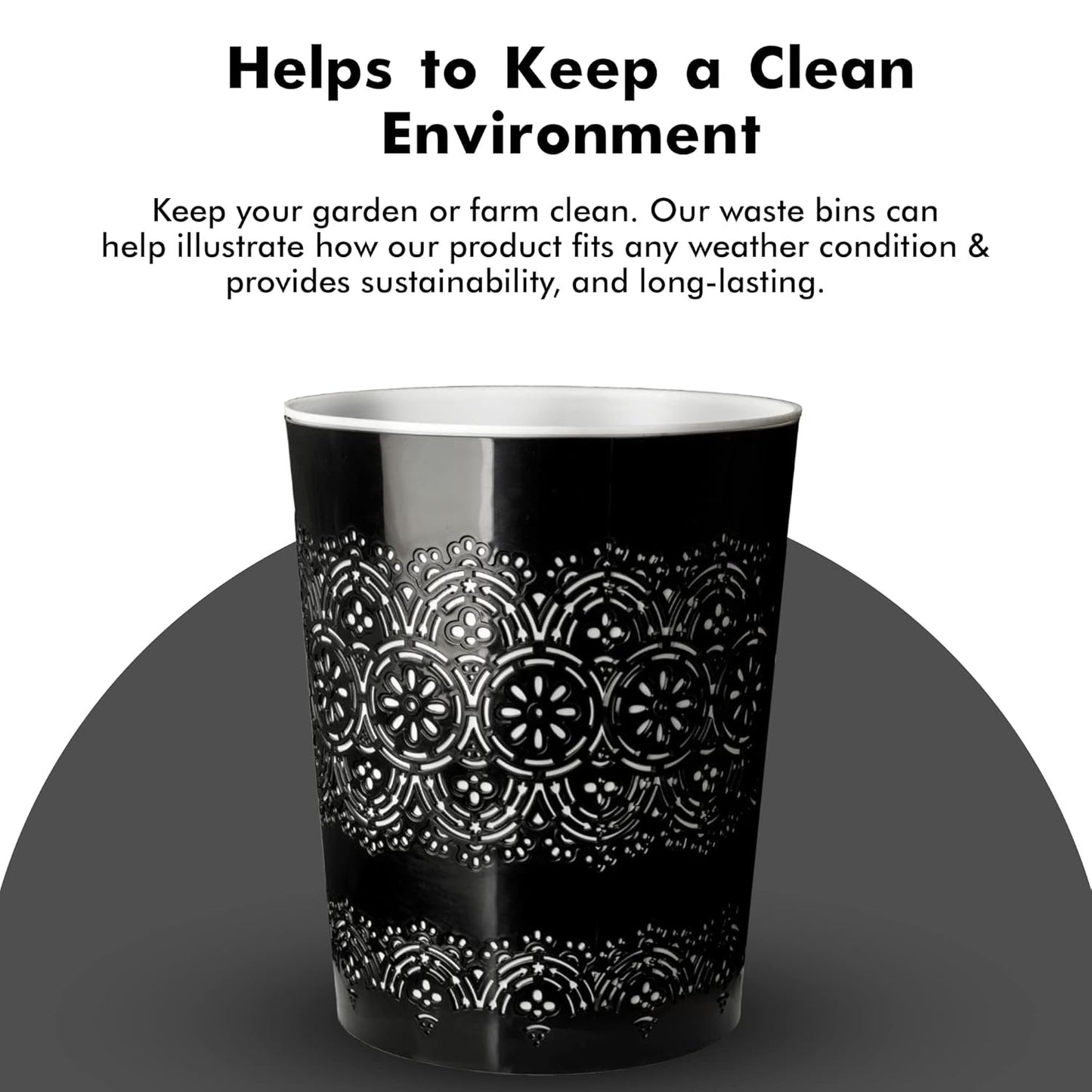 Blue Canyon Flora 9 Litre Plastic Waste Bin - Black