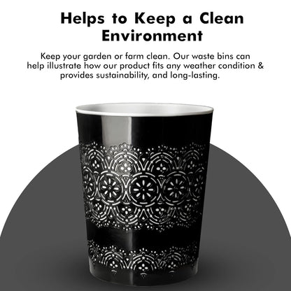 Blue Canyon Flora 9 Litre Plastic Waste Bin - Black