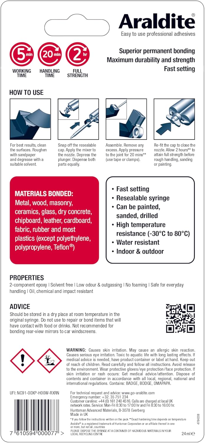 Araldite Rapid Epoxy Adhesive Syringe 24m