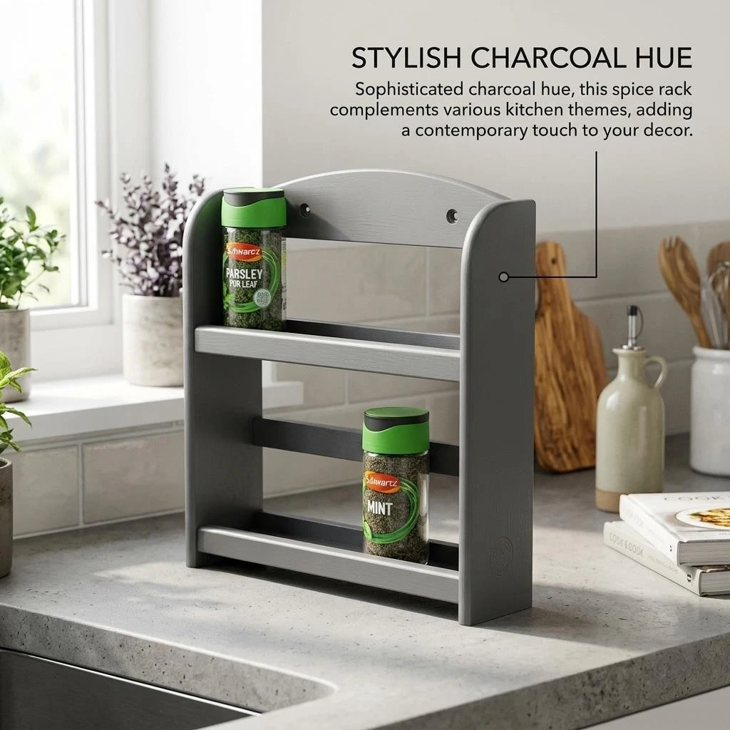 Apollo 2 Tier Spice Rack - Charcoal Grey