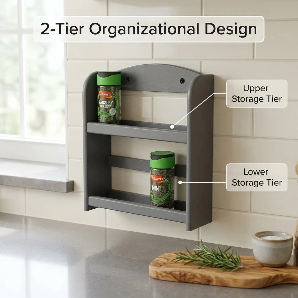Apollo 2 Tier Spice Rack - Charcoal Grey