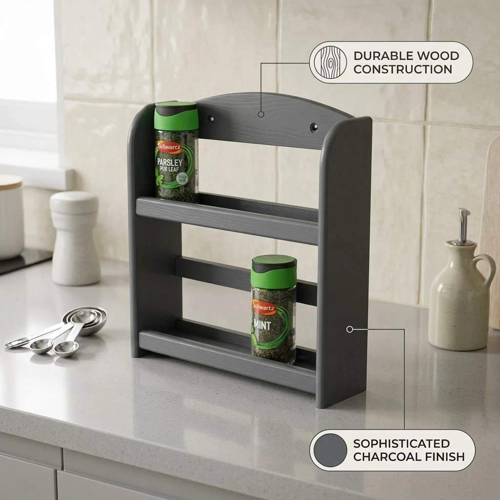 Apollo 2 Tier Spice Rack - Charcoal Grey