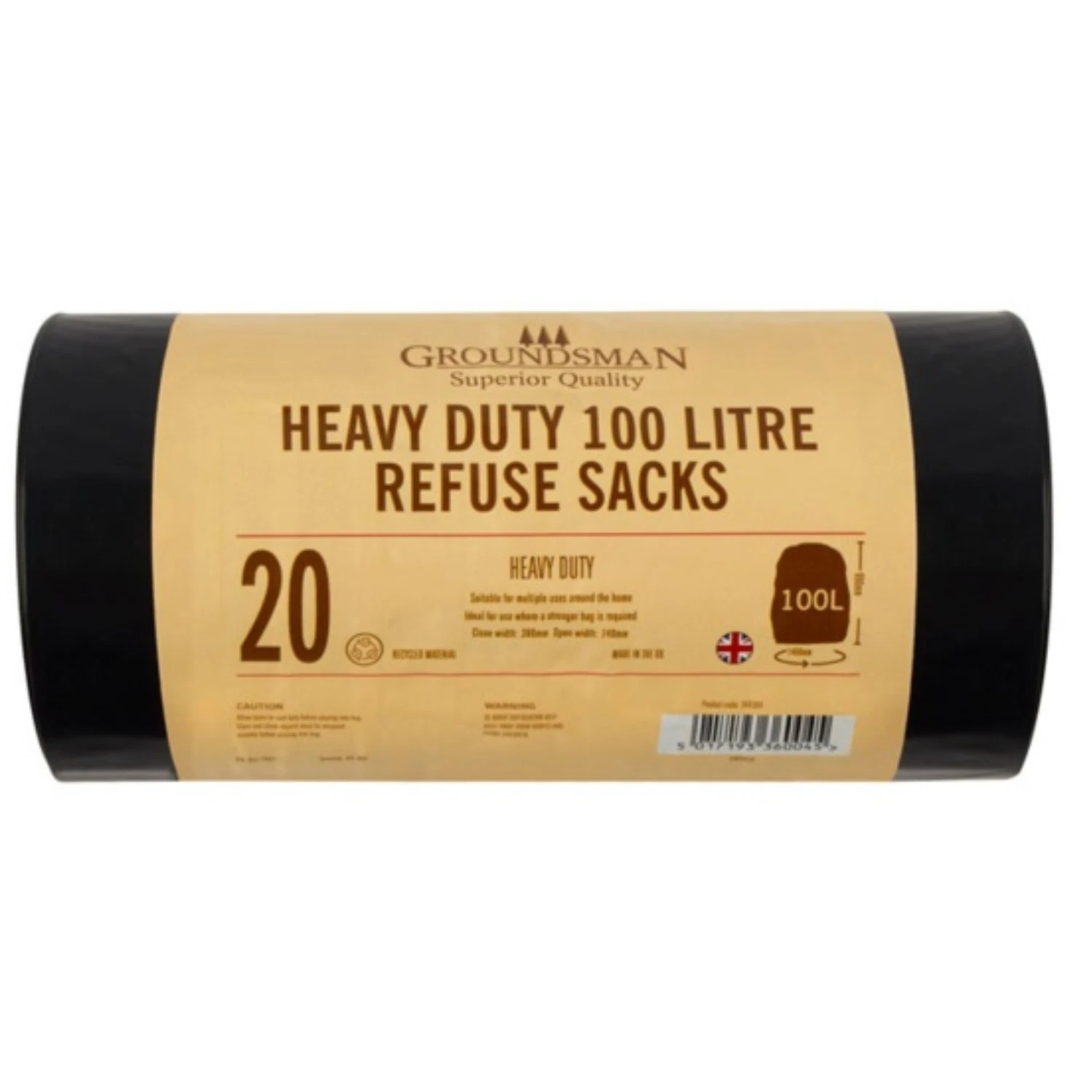 Groundsman 100 Litre Heavy Duty Refuse Sacks - 20 Pack