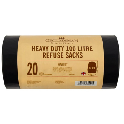 Groundsman 100 Litre Heavy Duty Refuse Sacks - 20 Pack