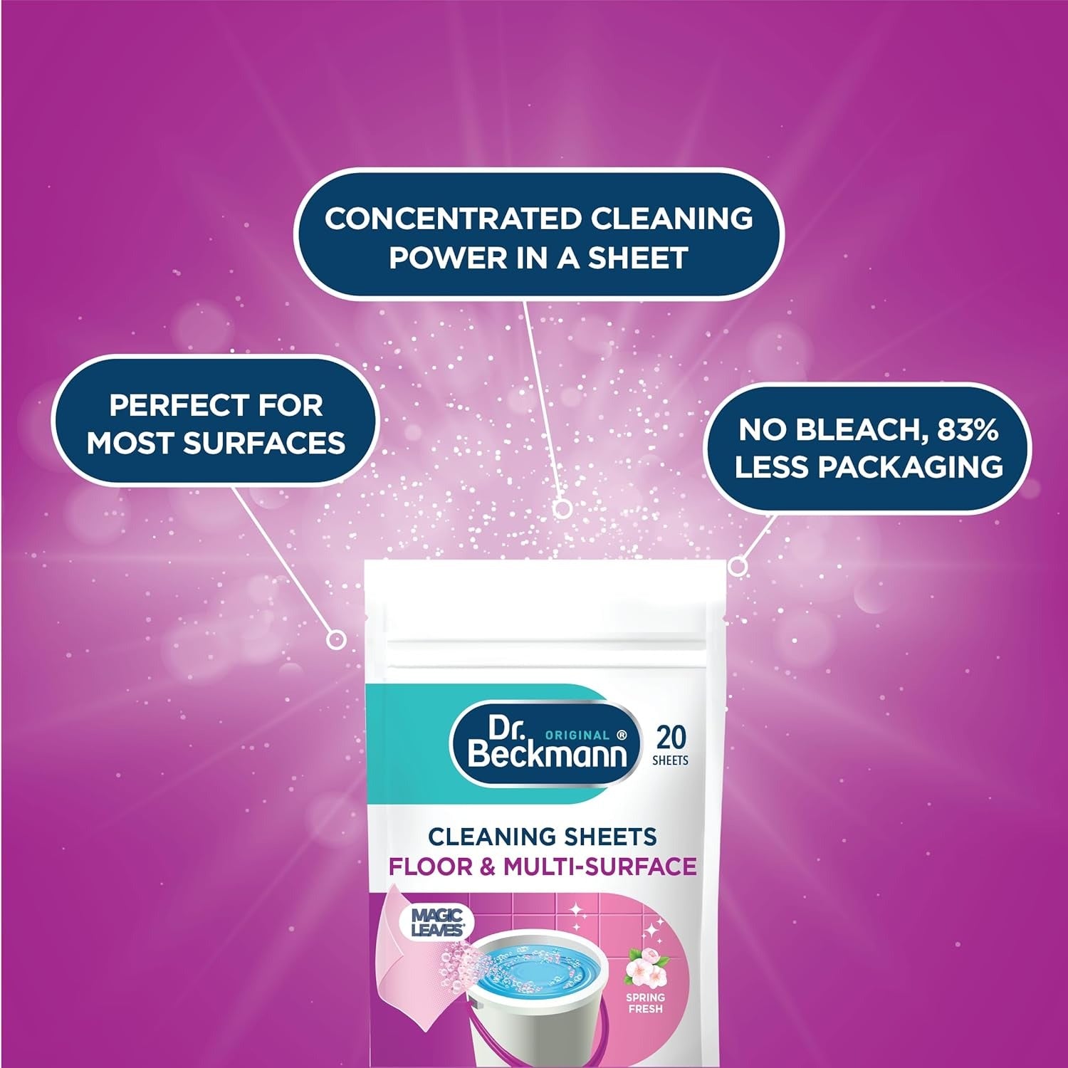 Dr. Beckmann Floor & Multi-Surface Cleaning Sheets - Spring Fresh 20 Pack