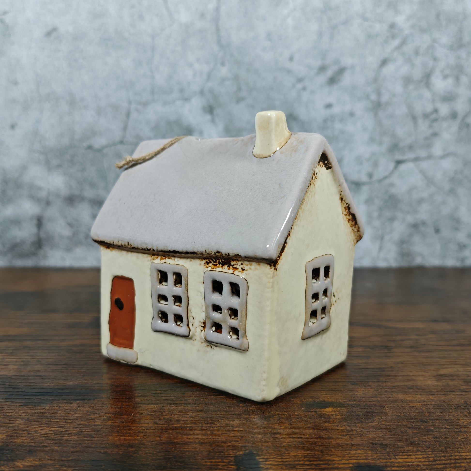 Village Pottery House Tealight Holder - Light Grey