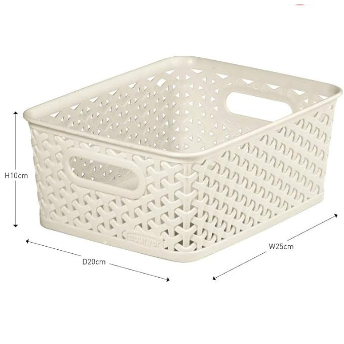 Curver Small Rattan Storage Basket 4 Litre - Cream