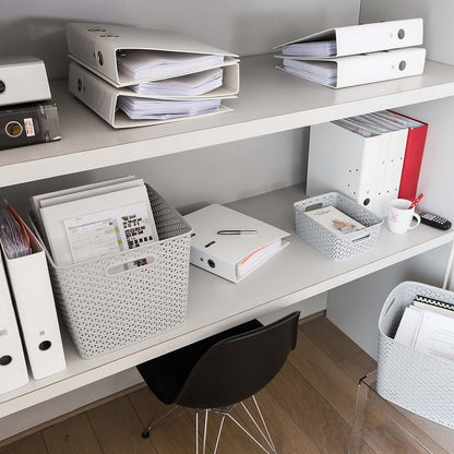 Curver Large Rattan Storage Basket 18 Litre - Grey