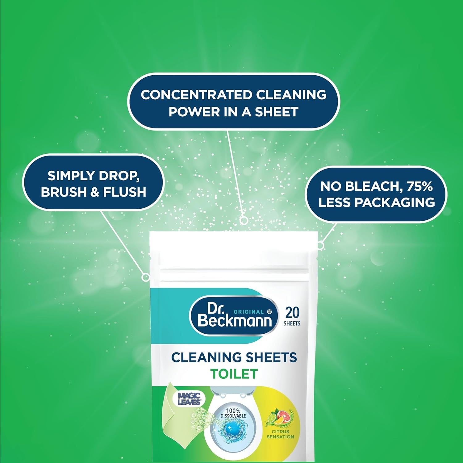 Dr. Beckmann Toilet Cleaning Sheets -  Citrus Sensation 20 Pack