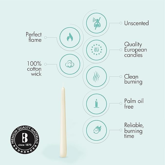 Bolsius Tapered Candles 10 Pack - Ivory