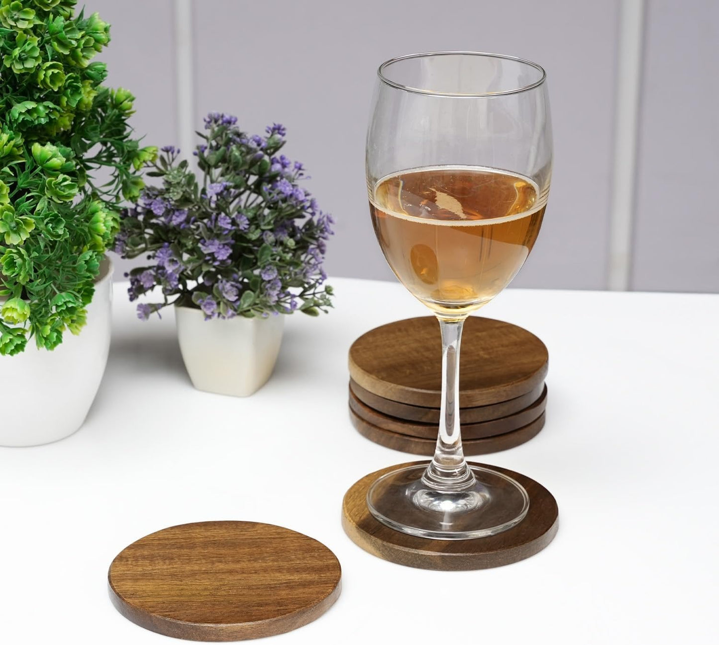 Apollo Acacia Wood Round Coasters 10cm - Set of 6