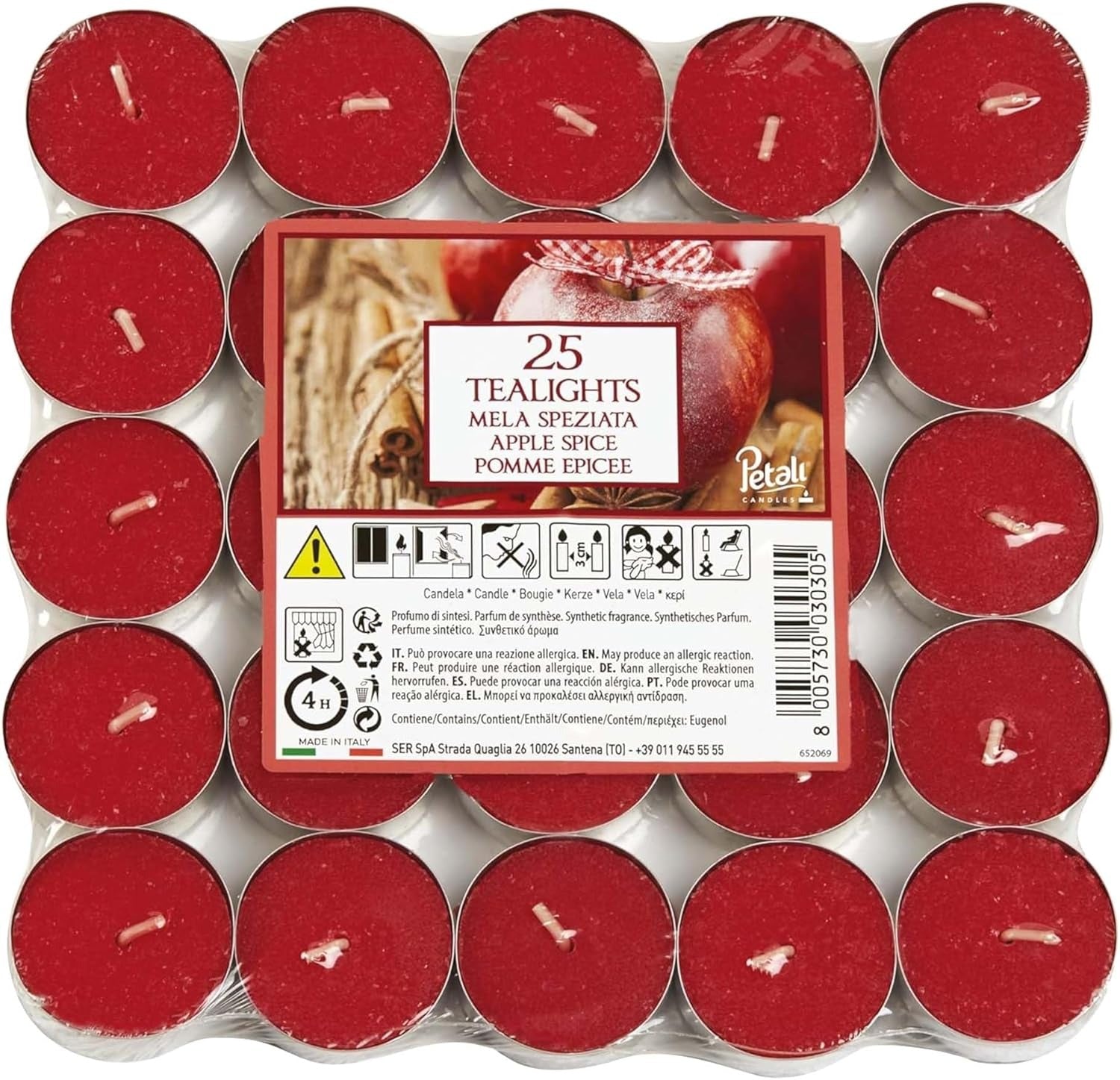 Scented Tea Lights Candles Pack of 25 - Apple Spice