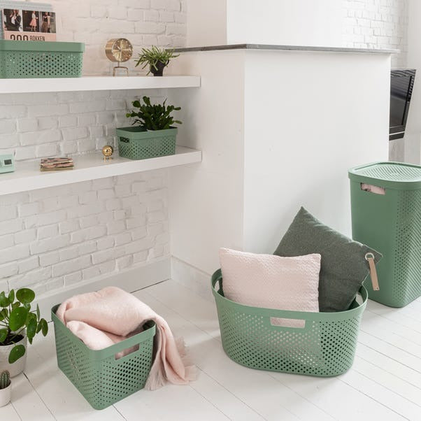 Curver Infinity Dots Large Storage Basket 17 Litre - Shale Green