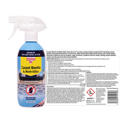 Zero In Carpet Beetle & Moth Killer Spray 500ml ZER979