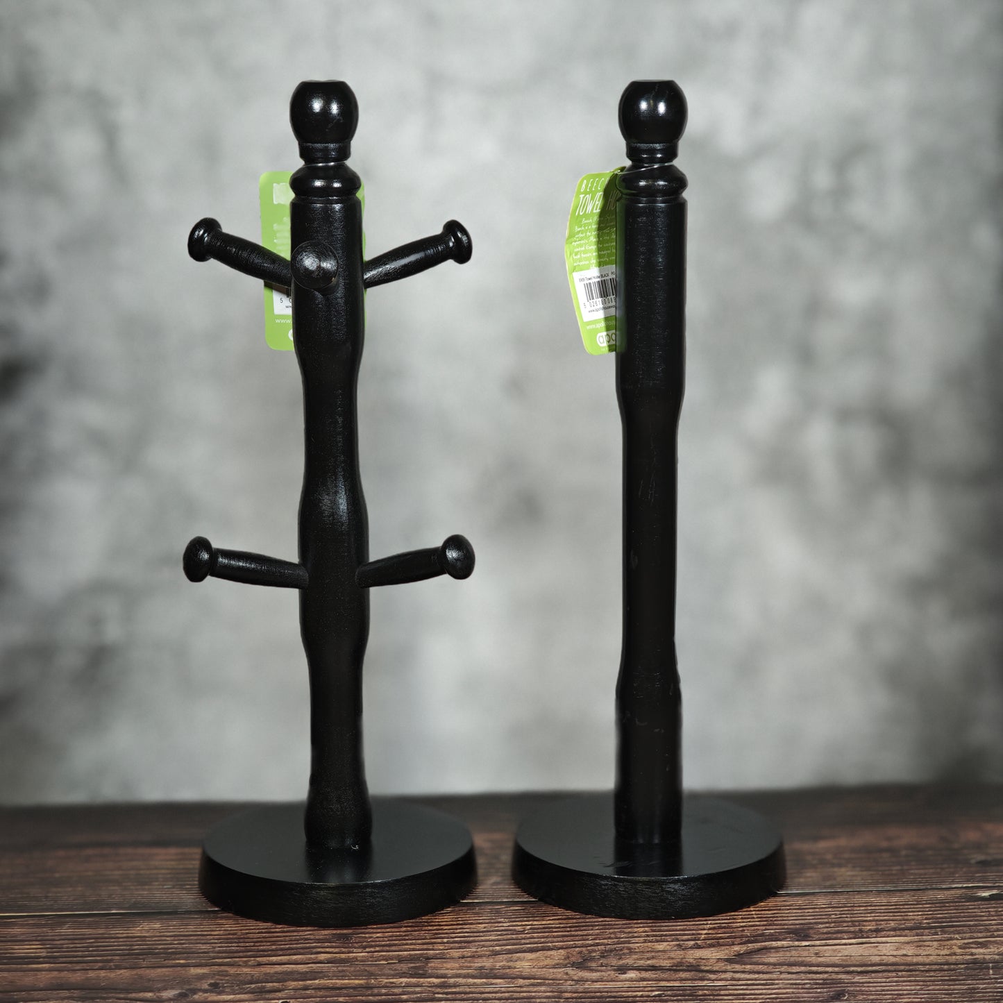Apollo Mug Tree & Paper Towel Holder Set - Black