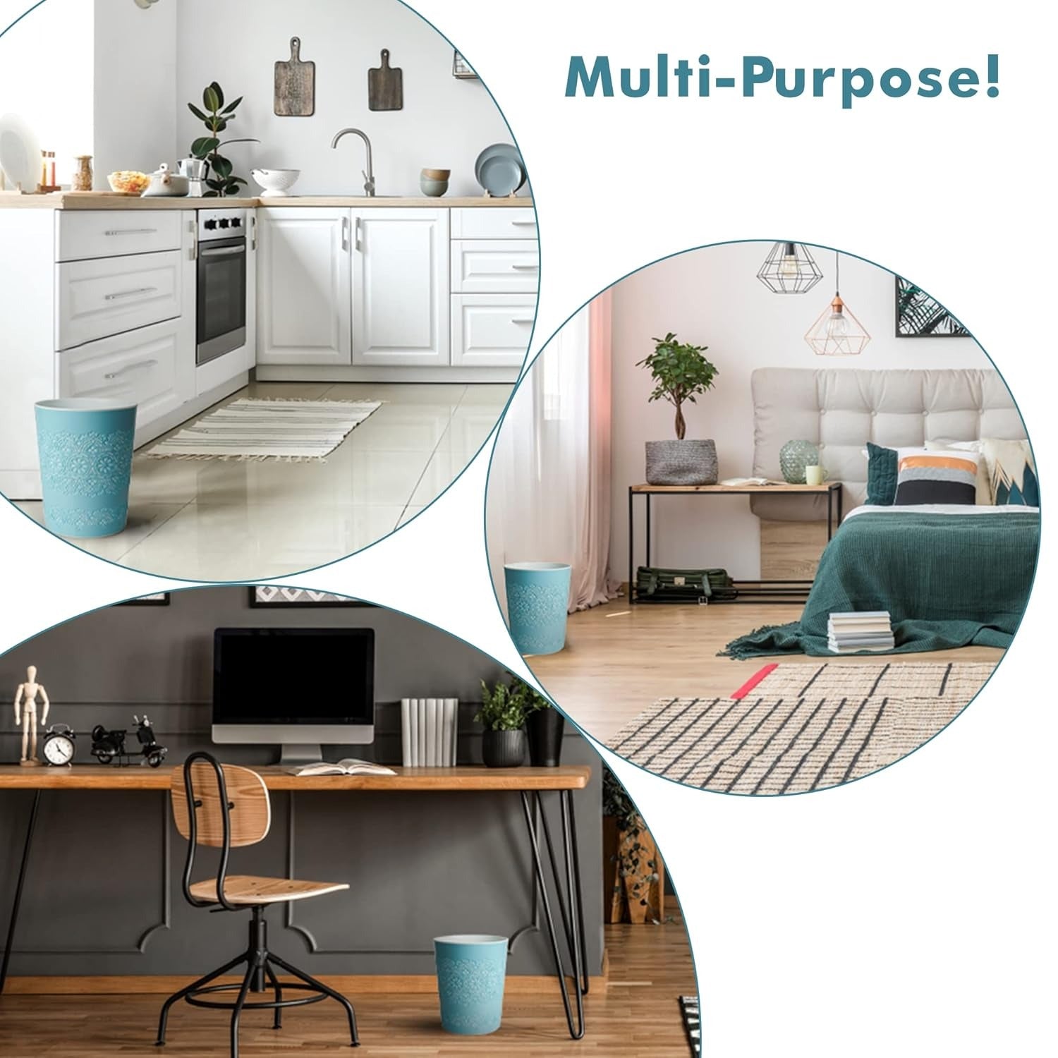 Blue Canyon Flora 9 Litre Plastic Waste Bin - Blue