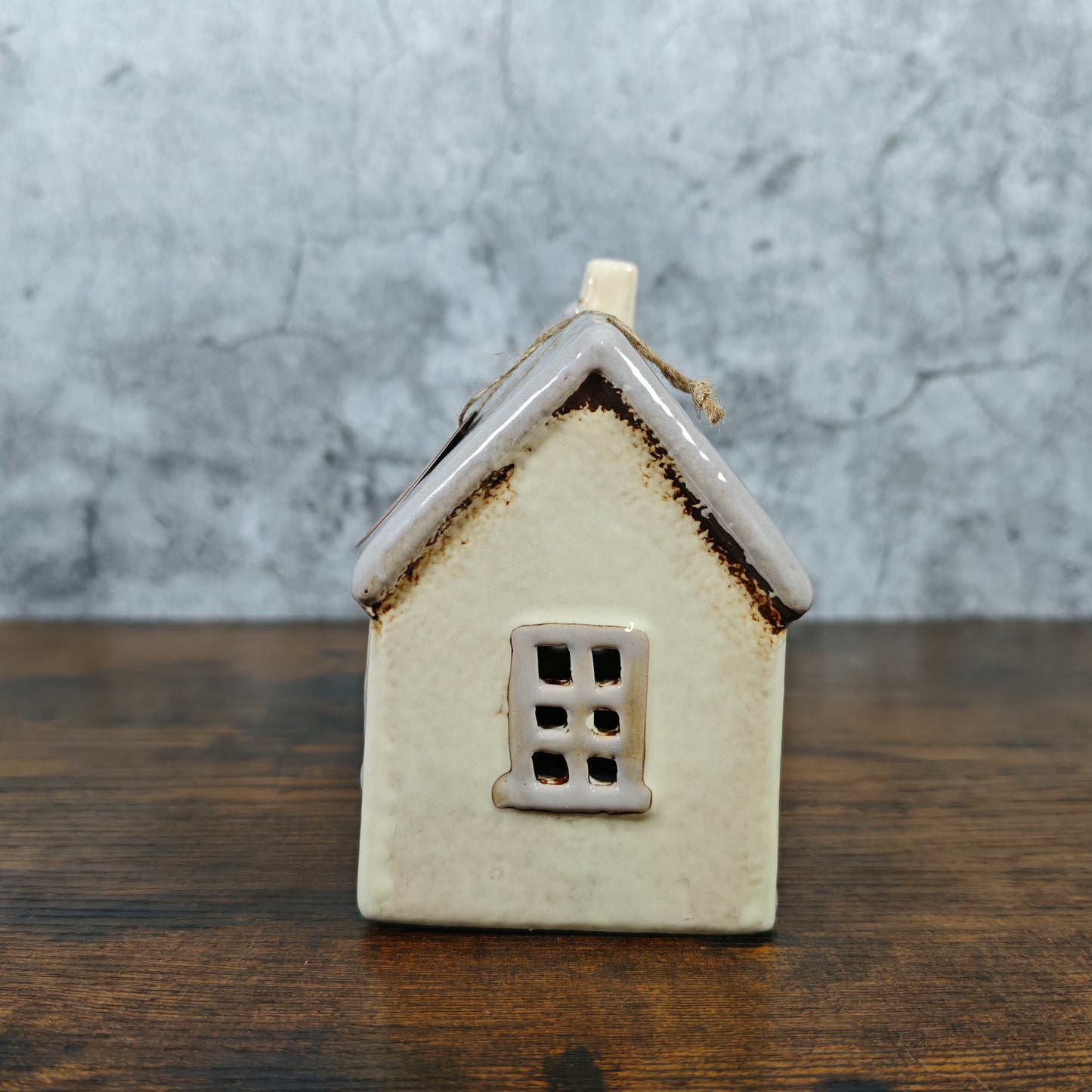 Village Pottery House Tealight Holder - Light Grey