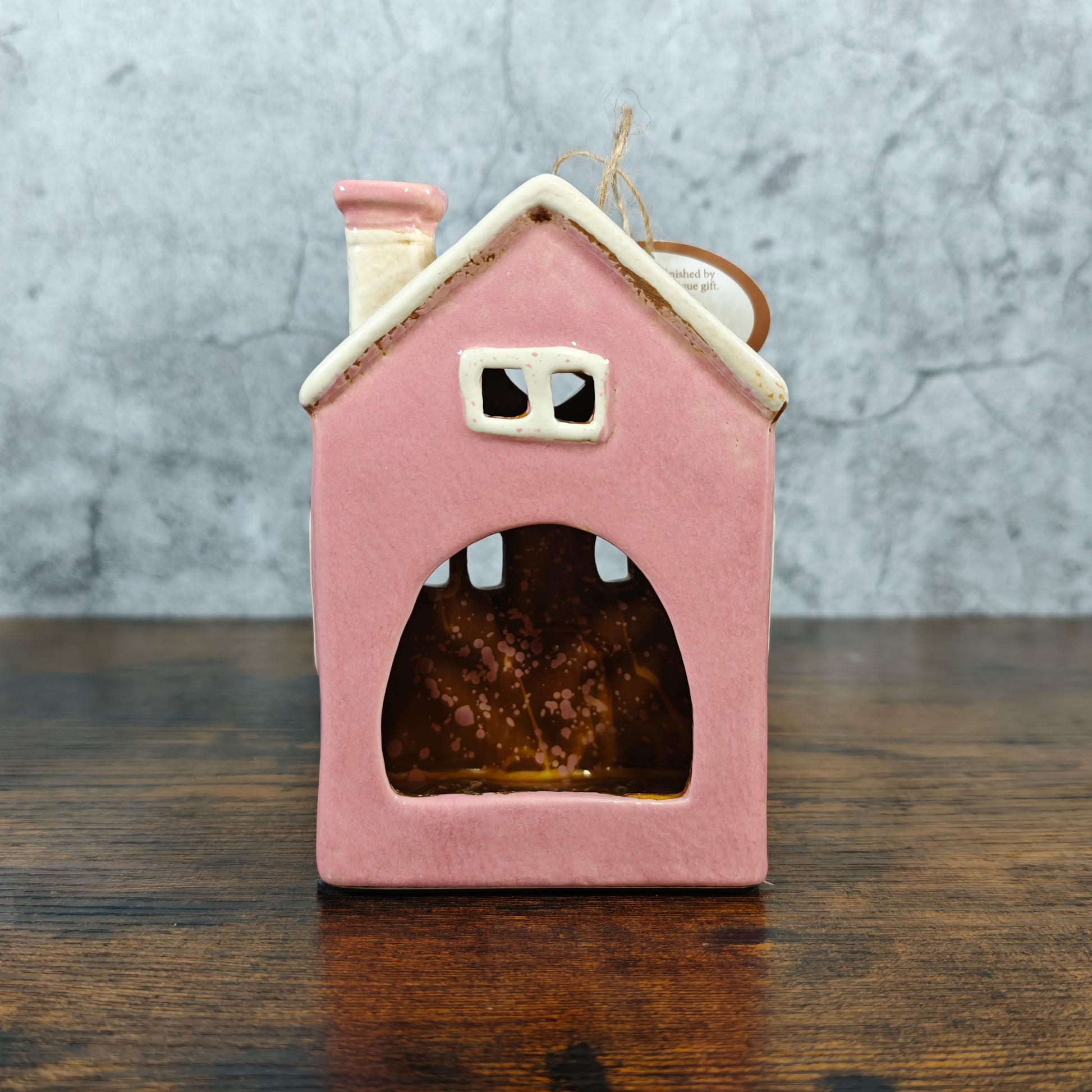 Village Pottery Heart House Tealight Holder - Pink