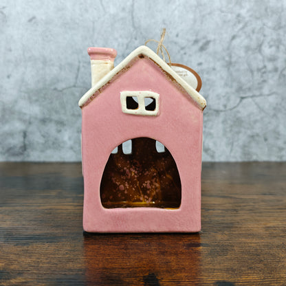 Village Pottery Heart House Tealight Holder - Pink
