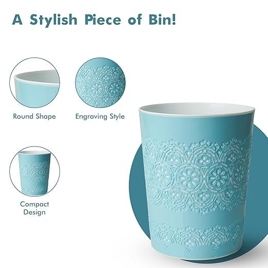 Blue Canyon Flora 9 Litre Plastic Waste Bin - Blue