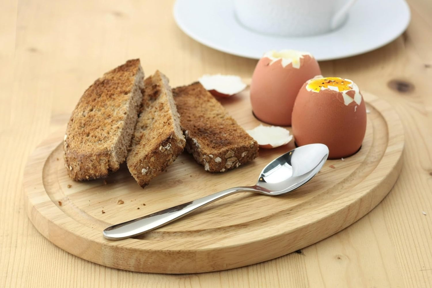 Apollo Hevea Wood Eggs & Toast Breakfast Board - Egg Shaped