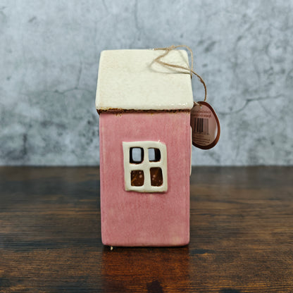 Village Pottery Heart House Tealight Holder - Pink