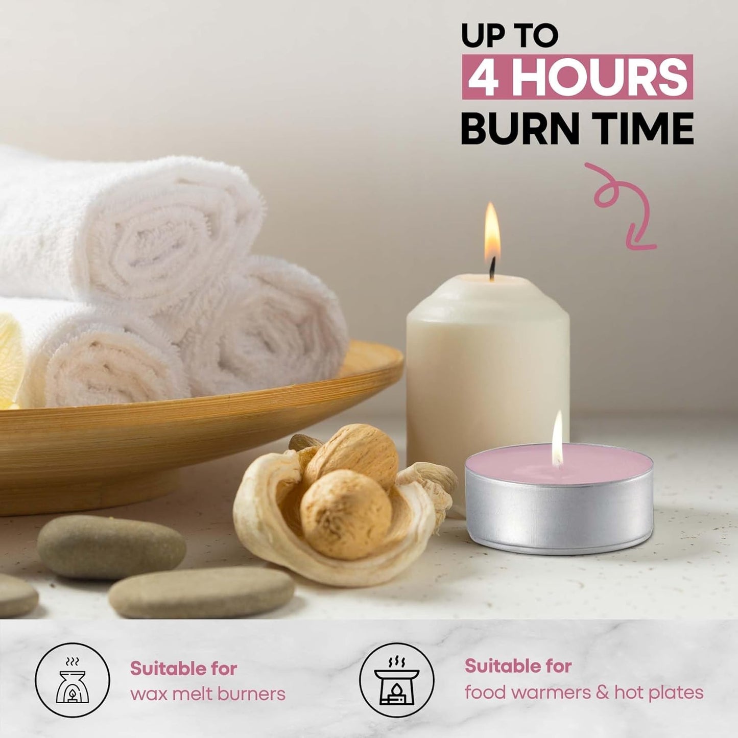 Scented Tea Lights Candles Pack of 25 - Rose