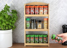 Apollo 3 Tier Spice Rack Holds 15 Jars - Natural Hevea Wood (Rubberwood)