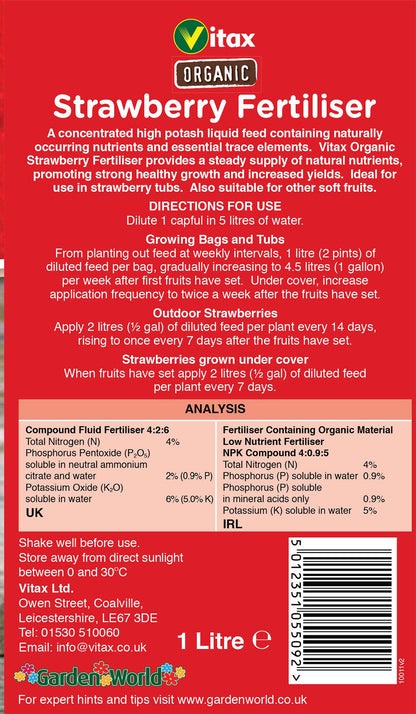 Vitax Organic Strawberry Fertiliser Liquid Feed 1 Litre