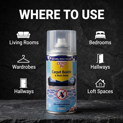 Zero In Carpet Beetle & Moth Bomb 150ml Aerosol ZER987
