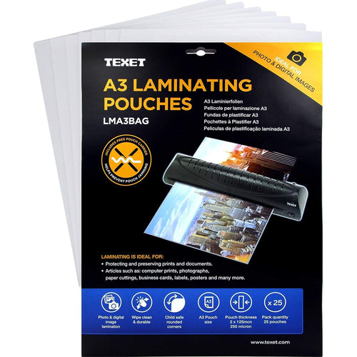 Texet A3 Laminating Pouches - 25 Pack