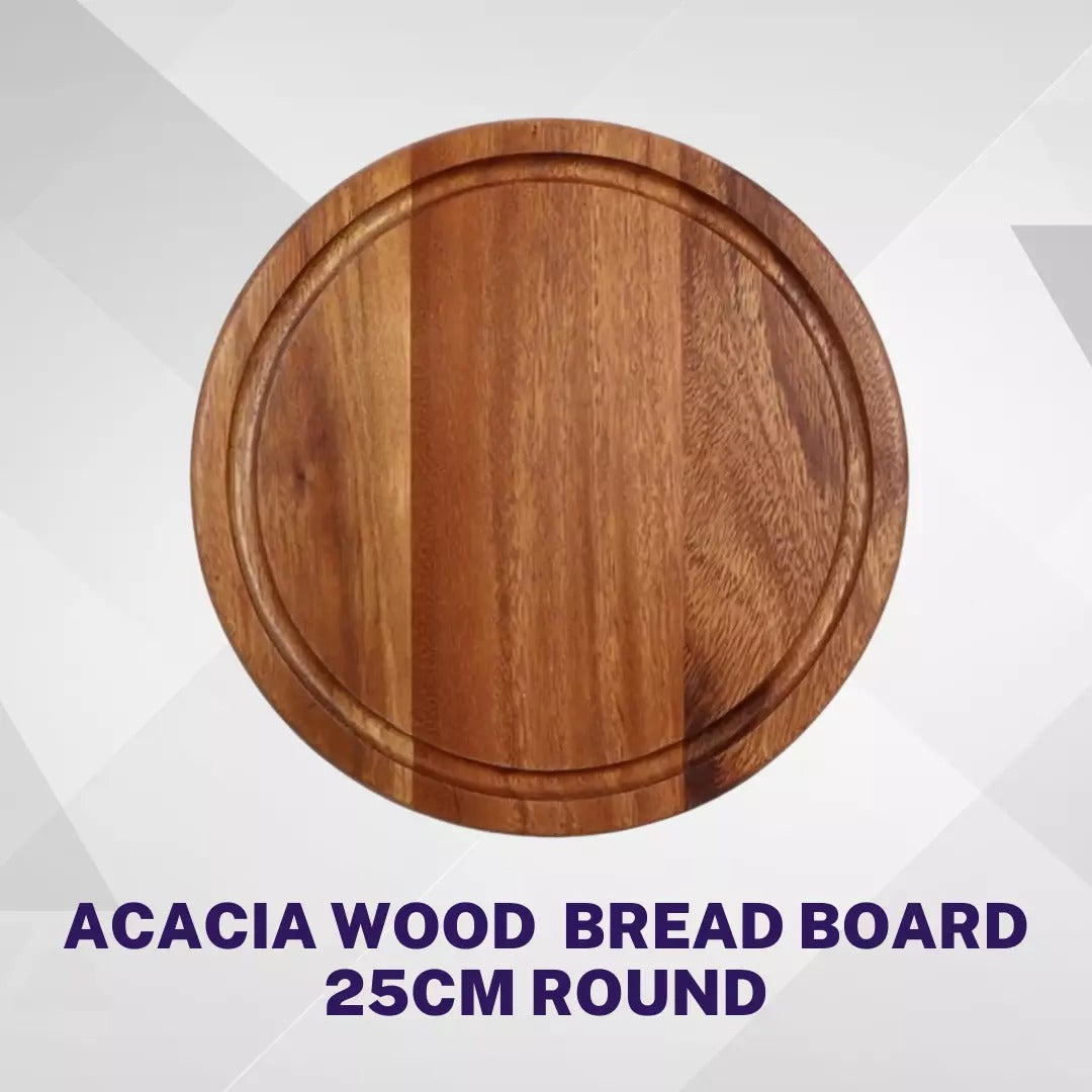 Acacia Wood Round Bread Board 25cm