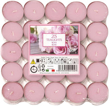 Scented Tea Lights Candles Pack of 25 - Rose