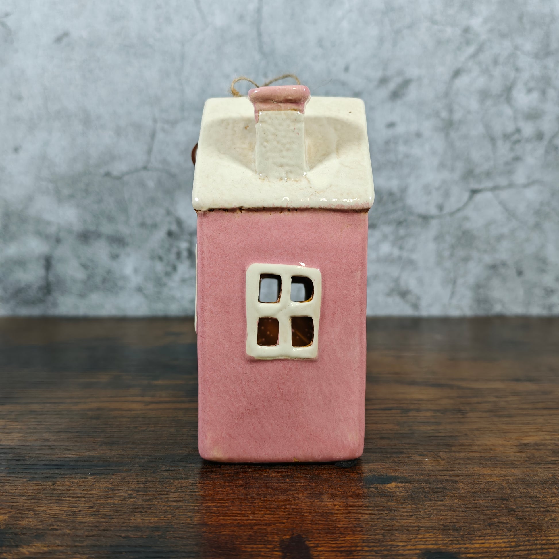 Village Pottery Heart House Tealight Holder - Pink