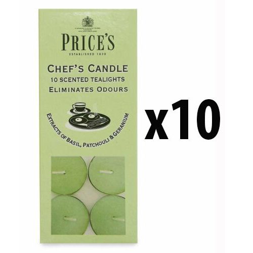 10 x Price's Chef Scented Tealights Candles Pack of 10