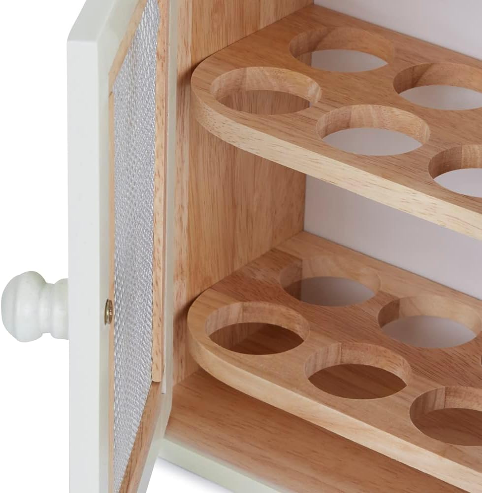 Apollo Rubberwood Egg Cabinet for 12 Eggs - Cream