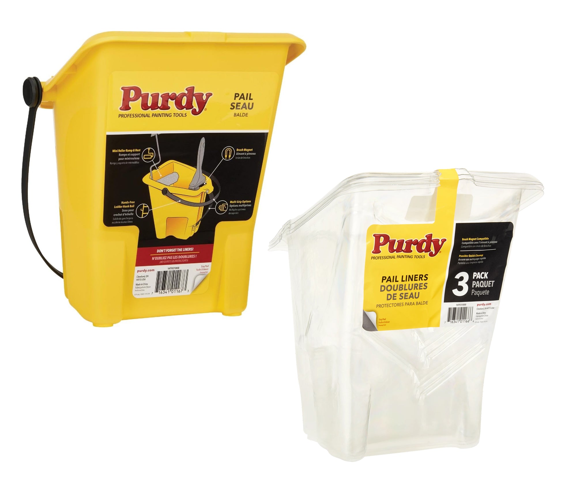 Purdy Paint Pail & Pack of 3 Liners Combo Pack