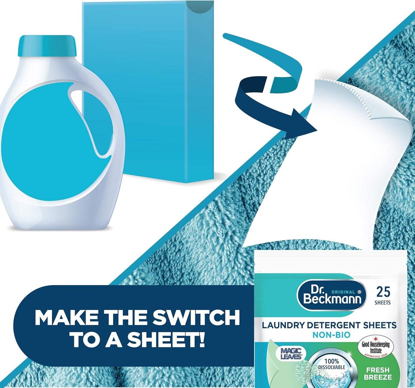 Dr. Beckmann Non-Bio Laundry Detergent Sheets - 25 Pack