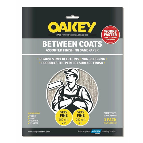 Oakey Between Coats Sandpaper 3 Pack 