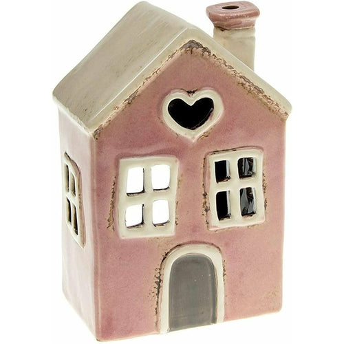 Village Pottery Heart House Tealight Holder - Pink