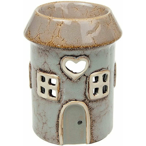 Village Pottery Round House Tealight Holder/Oil Burner - Heart Grey