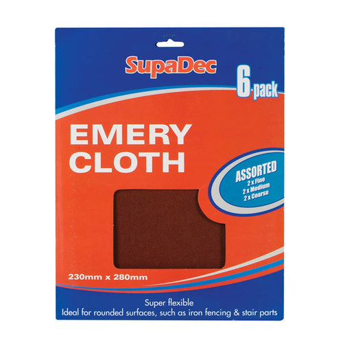 SupaDec Emery Cloth Assorted 6 Pack