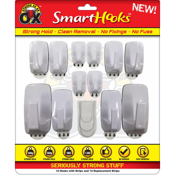 Strong as an Ox Self Adhesive Hanging Hooks Multi Pack 