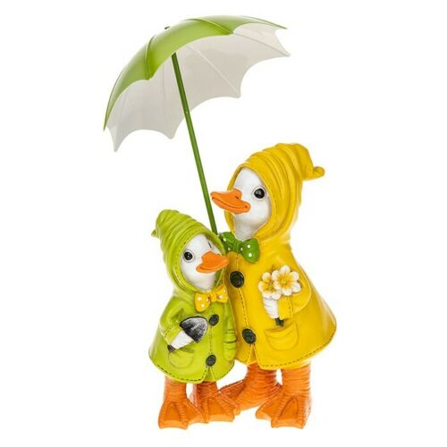 Puddle Duck Mum & Baby Sitting Under a Brolly Ornament 